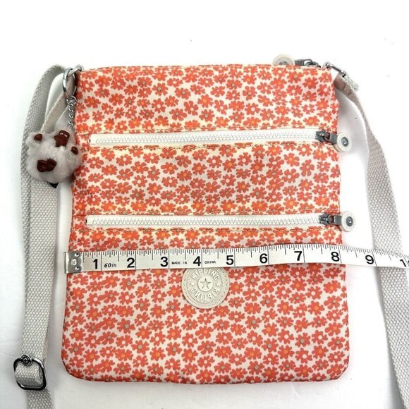 Kipling Keiko Crossbody Bag Poppy Spray Flowers Handbag With Monkey Charm - Picture 9 of 11
